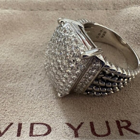 David Yurman Silver Ring with White Diamonds sz7
